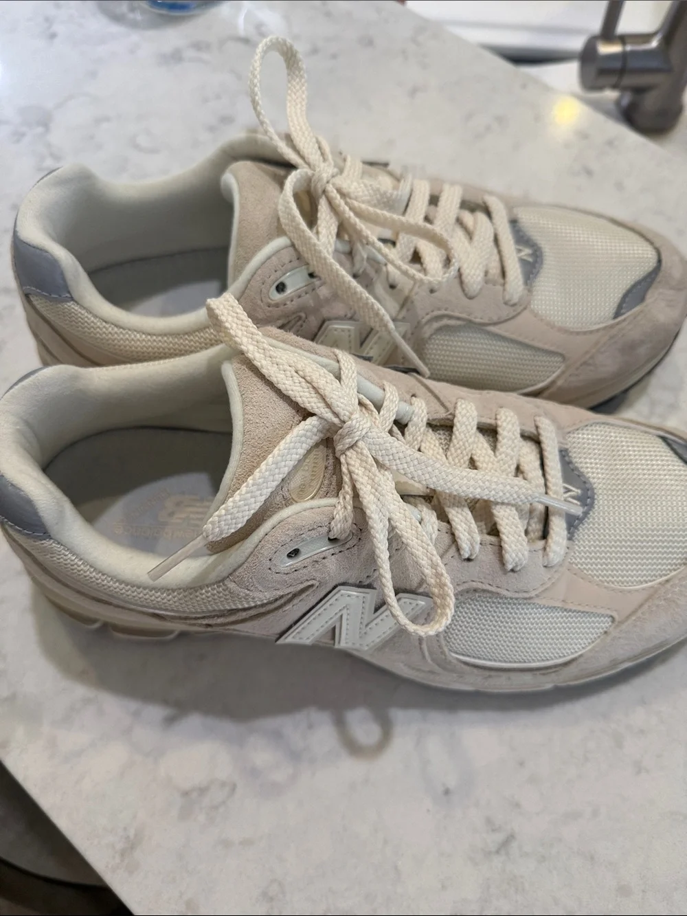 New Balance Cream/Beige 2002R Athletic Sneakers, Womens 10
